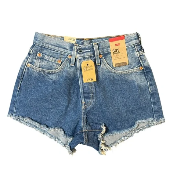 Levi's Blue Jean Shorts Distressed Cut-Off Style - Picture 1 of 11